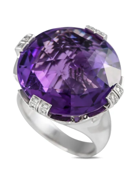 Bvlgari Pre-Owned 18kt Parentesi Weißgoldring mit Diamanten und Amethyst