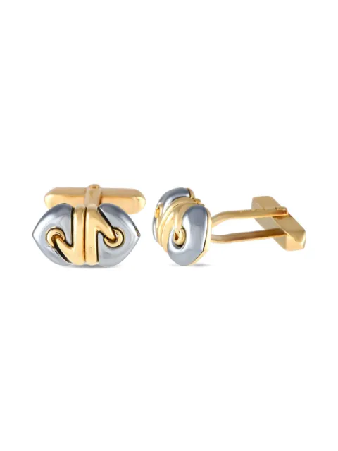 Bvlgari Pre-Owned 18K yellow gold Doppio Cuore hematite cufflinks