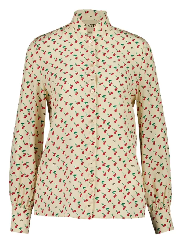 VALENTINO パターンプリント 長袖ブラウス 42 Valentino Garavani チェリフィック シャツ | ニュートラル | FARFETCH JP