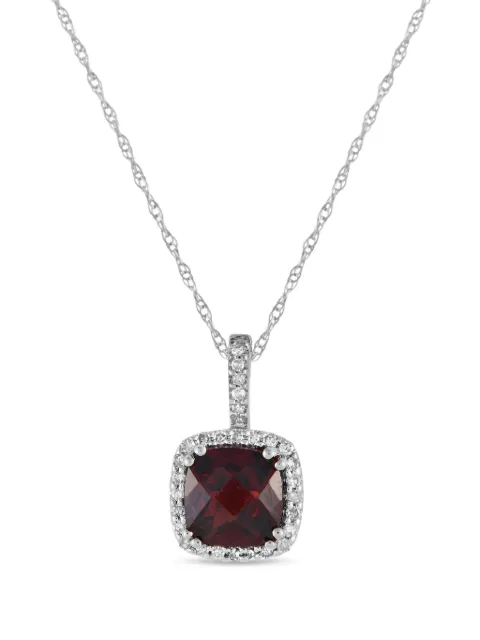 LB Exclusive 14K white gold diamond and garnet necklace