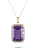 LB Exclusive 14K yellow gold amethyst and diamond necklace