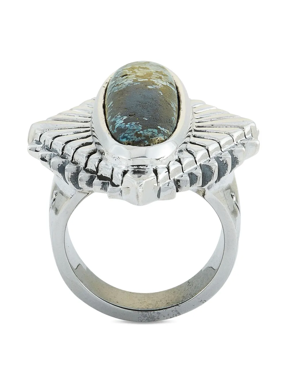 Pre-owned King Baby Concho Turquoise Ring In Silver