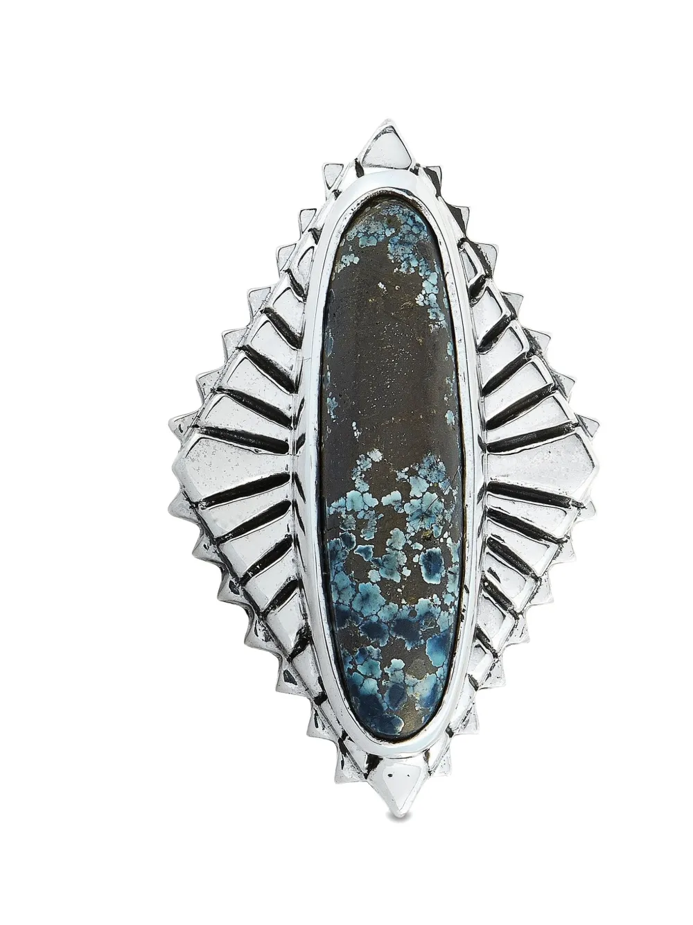 Pre-owned King Baby Concho Turquoise Ring In Silver
