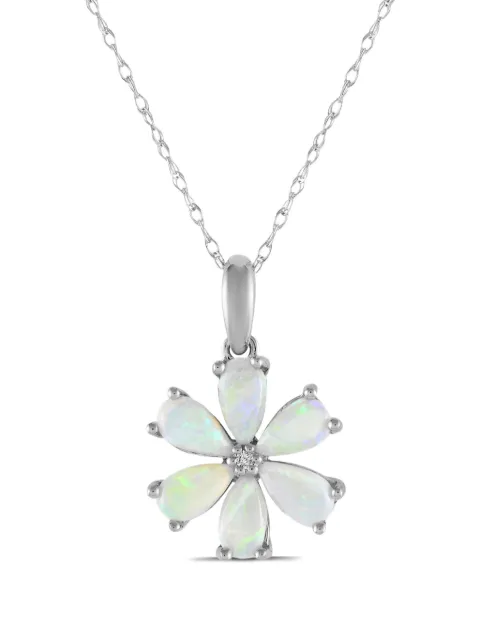 LB Exclusive 14kt white gold diamond and opal necklace