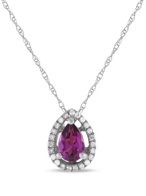 LB Exclusive 14kt Weißgoldhalskette mit Diamanten und Rhodolith