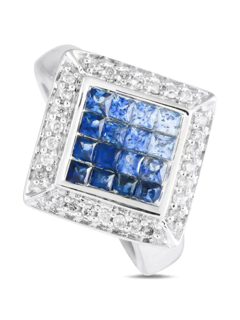 LB Exclusive 14K white gold diamond and sapphire ring
