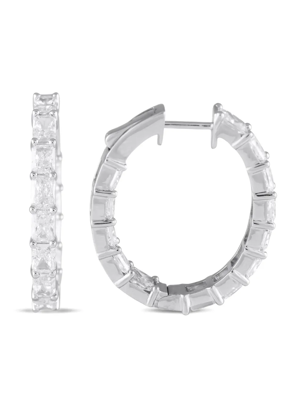 LB Exclusive 18K white gold diamond hoop earrings | Image 2