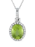 LB Exclusive 14kt white gold diamond and peridot pendant necklace - Silver