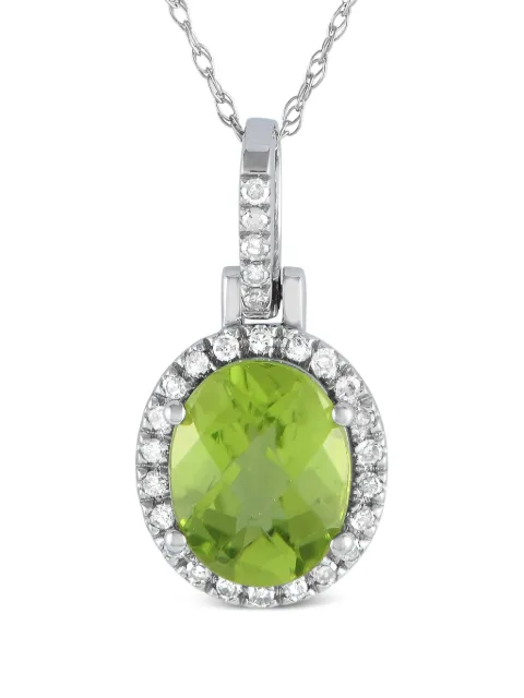 LB Exclusive 14kt white gold diamond and peridot pendant necklace
