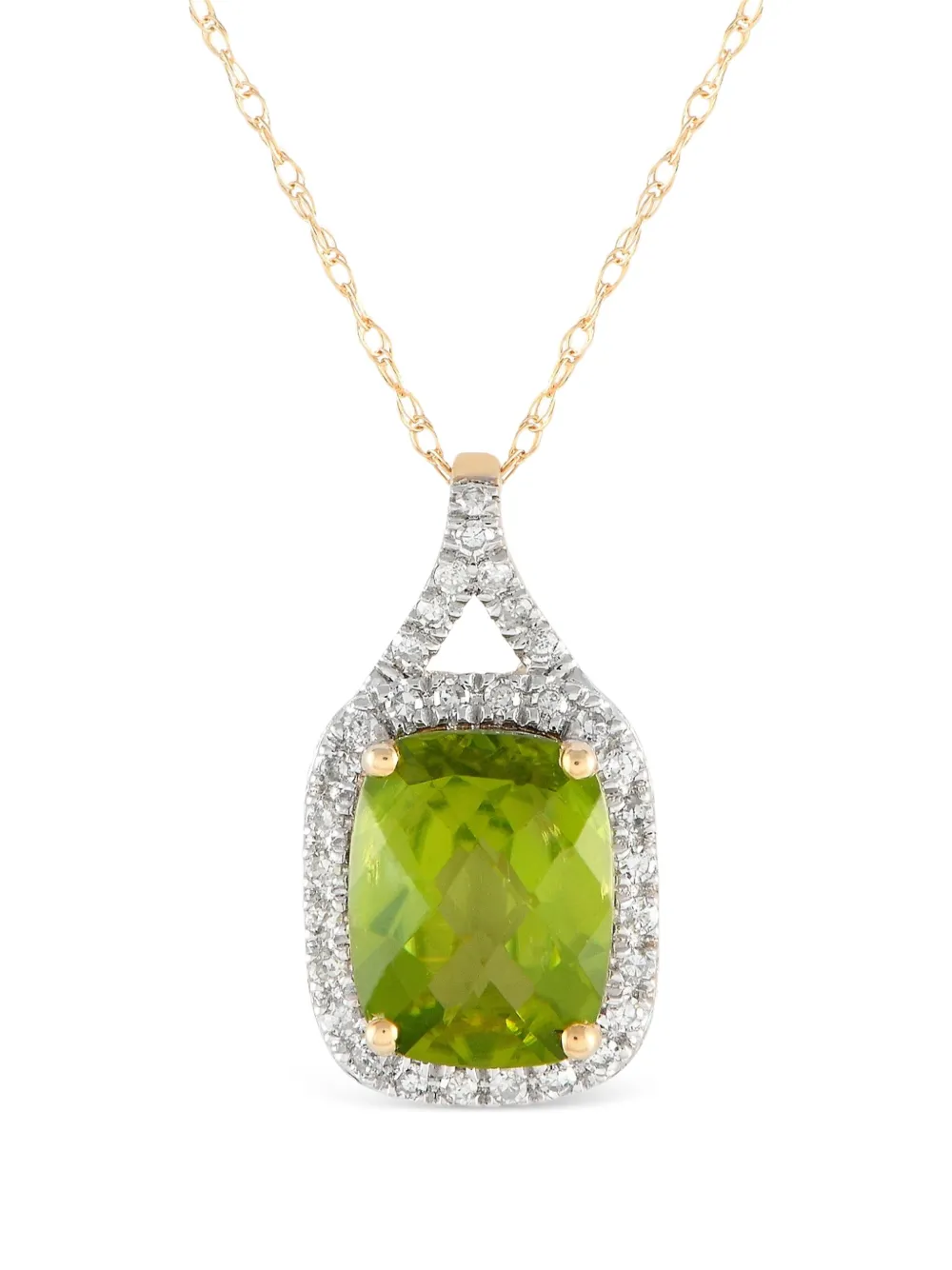 LB Exclusive 14K yellow gold diamond and peridot pendant necklace | Image 2
