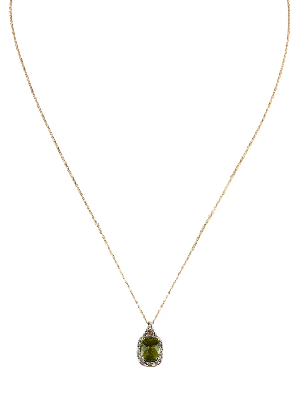 LB Exclusive 14K yellow gold diamond and peridot pendant necklace | Green | Image 1