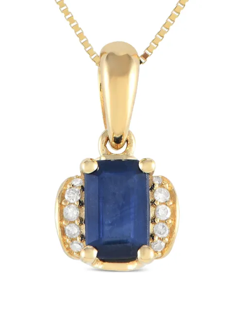 LB Exclusive 14kt yellow gold diamond and sapphire pendant necklace