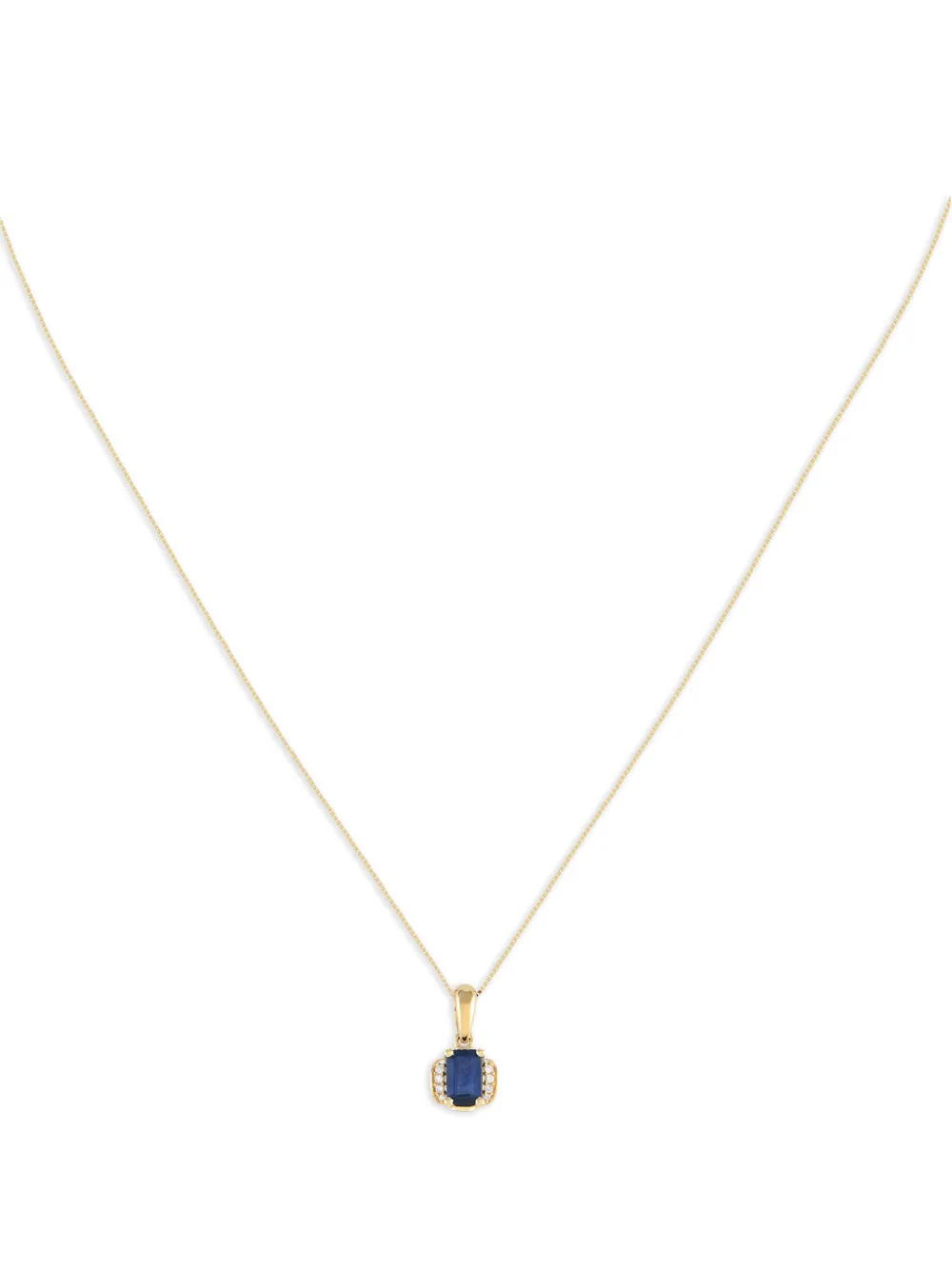 LB Exclusive collier en or 14ct à pendentif serti de diamant et de saphir | Image 2
