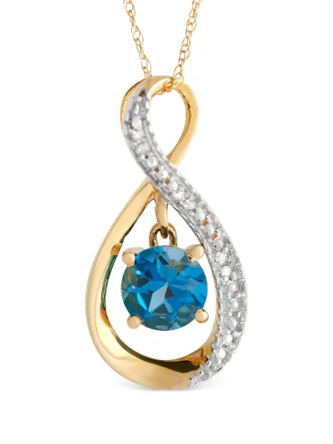 LB Exclusive 14K yellow gold diamond and topaz necklace