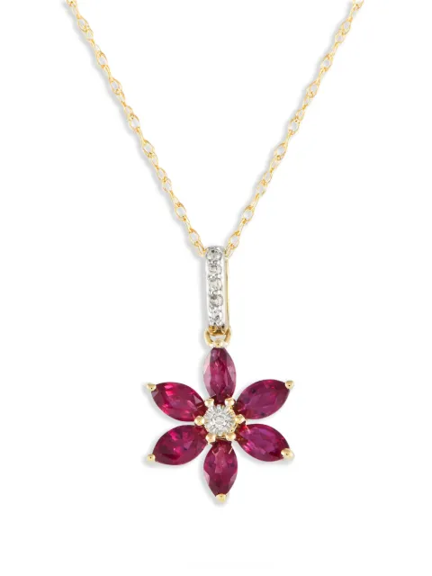 LB Exclusive collar Flower en oro amarillo de 14kt con diamantes y rubí