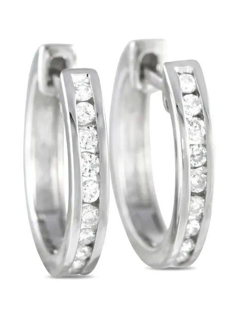 LB Exclusive 14K white gold diamond hoop earrings