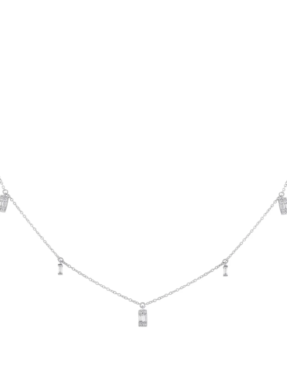 Pre-owned Lb Exclusive 14k White Gold Station Siamond Necklace In Silver