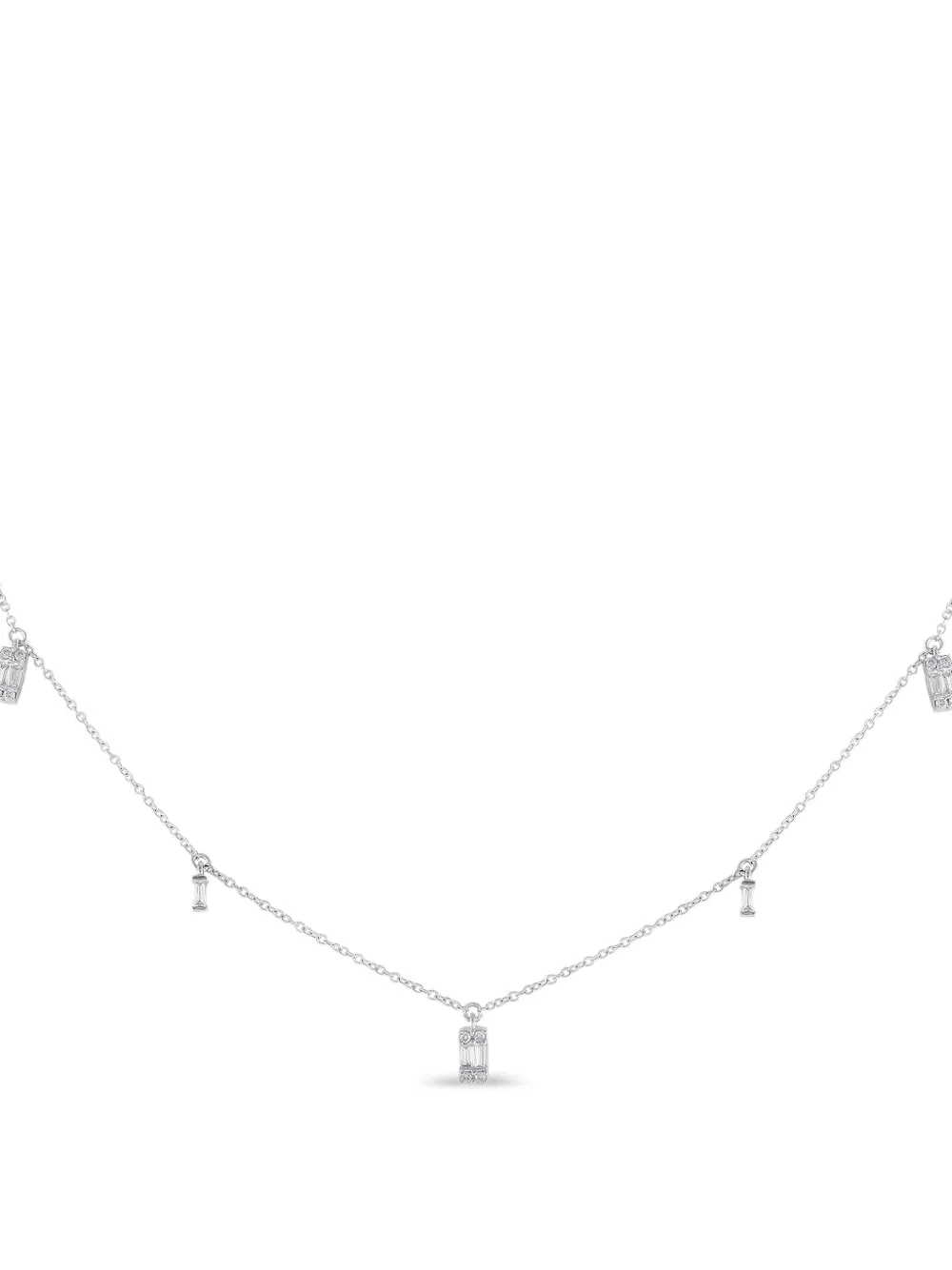 LB Exclusive 14K white gold Station siamond necklace | Silver | Image 1