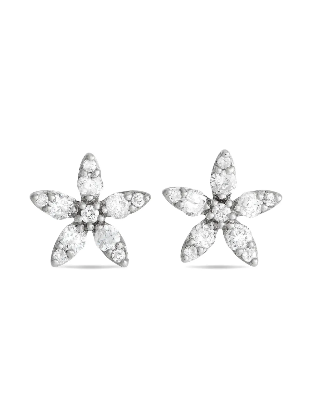 LB Exclusive Flower ダイヤモンド ピアス 14Kホワイトゴールド - シルバートーン LB Exclusive Flower ダイヤモンド ピアス 14Kホワイトゴールド - シルバートーン