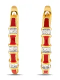 LB Exclusive 14K yellow gold diamond and red enamel earrings