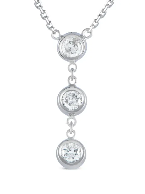 LB Exclusive collar en oro blanco de 14kt con trio de diamante
