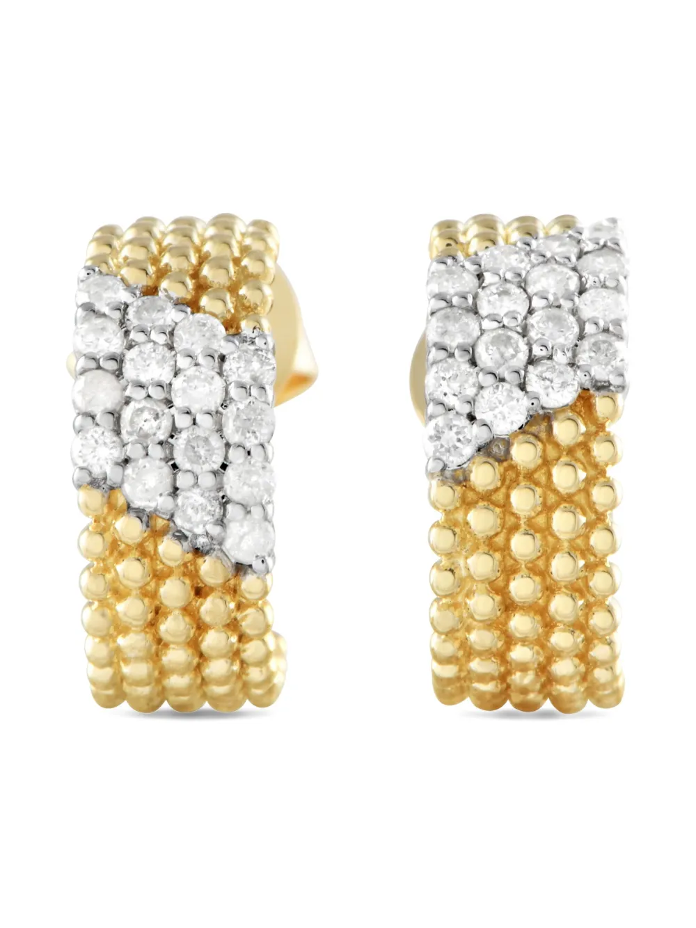 14K yellow gold diamond hoop earrings