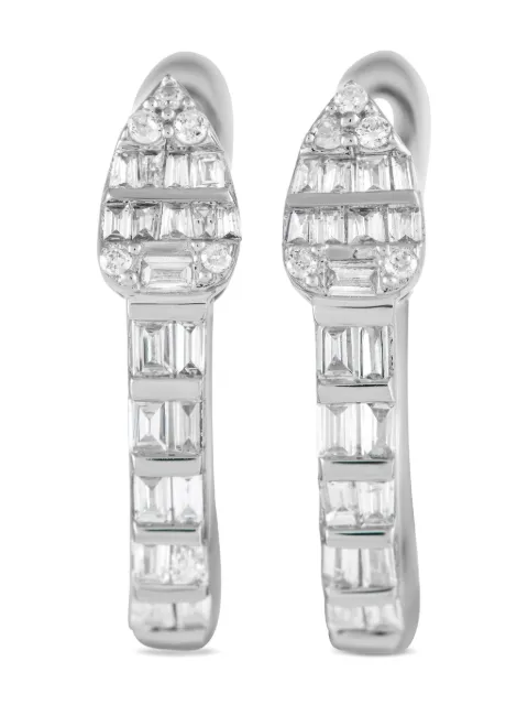 LB Exclusive 14K white gold diamond hoop earrings