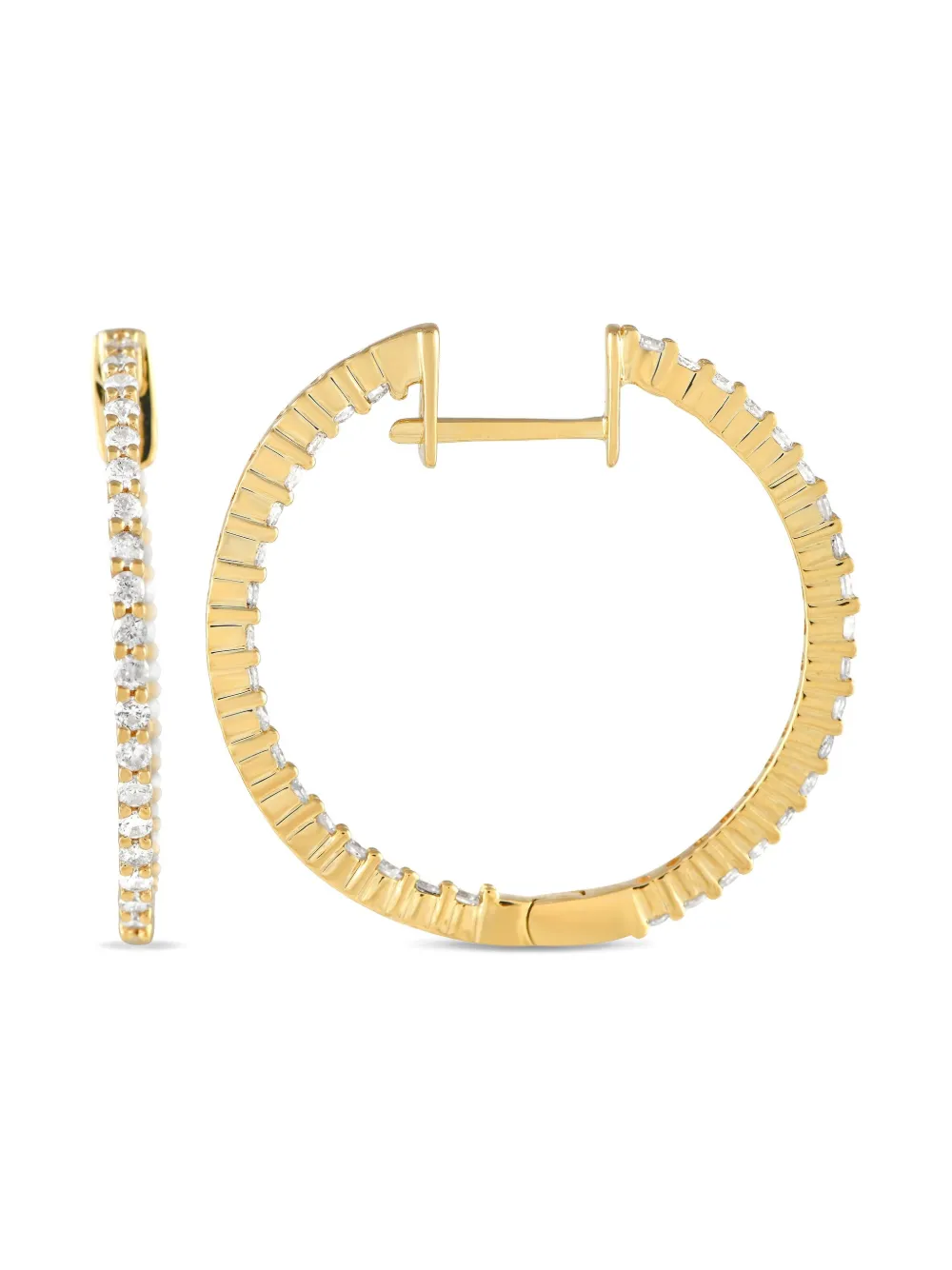 14K yellow gold Inside-Out diamond hoop earrings