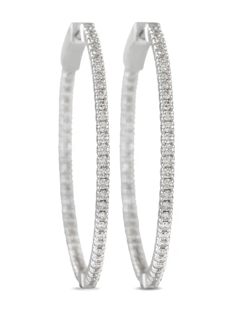 LB Exclusive 14K white gold diamond hoop earrings