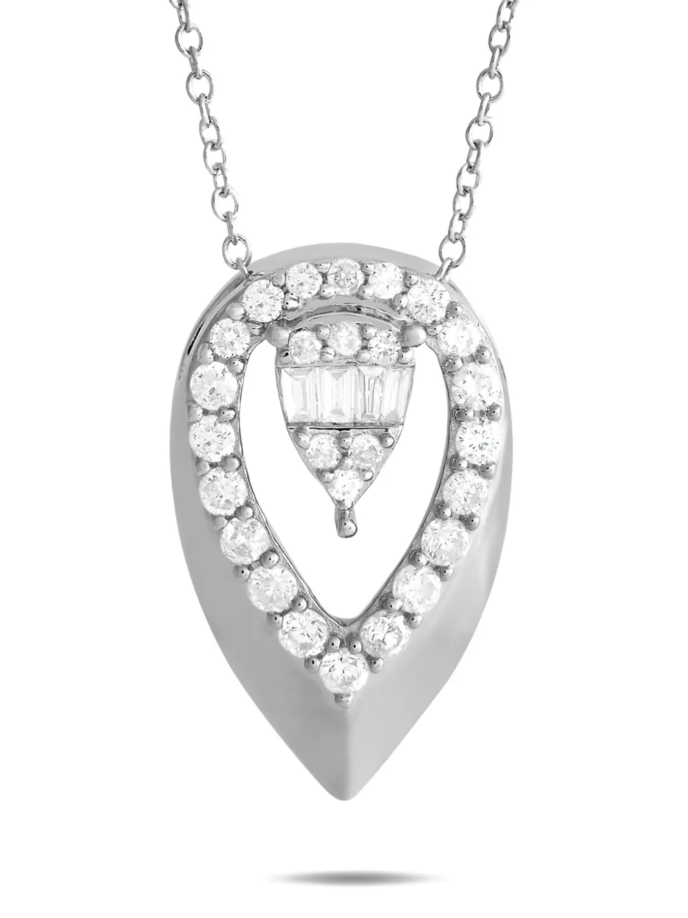 14K white gold Teardrop diamond necklace