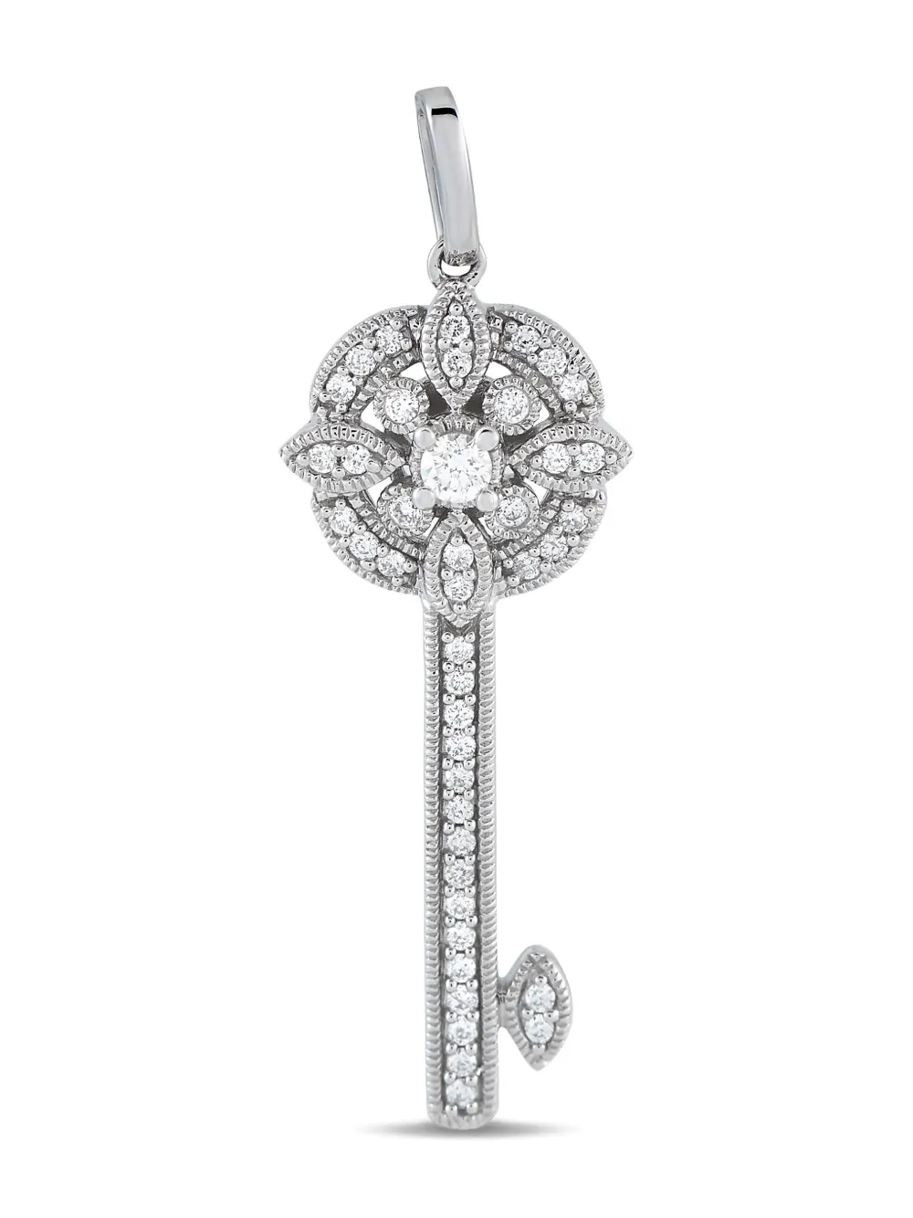 14kt white gold Key pendant necklace