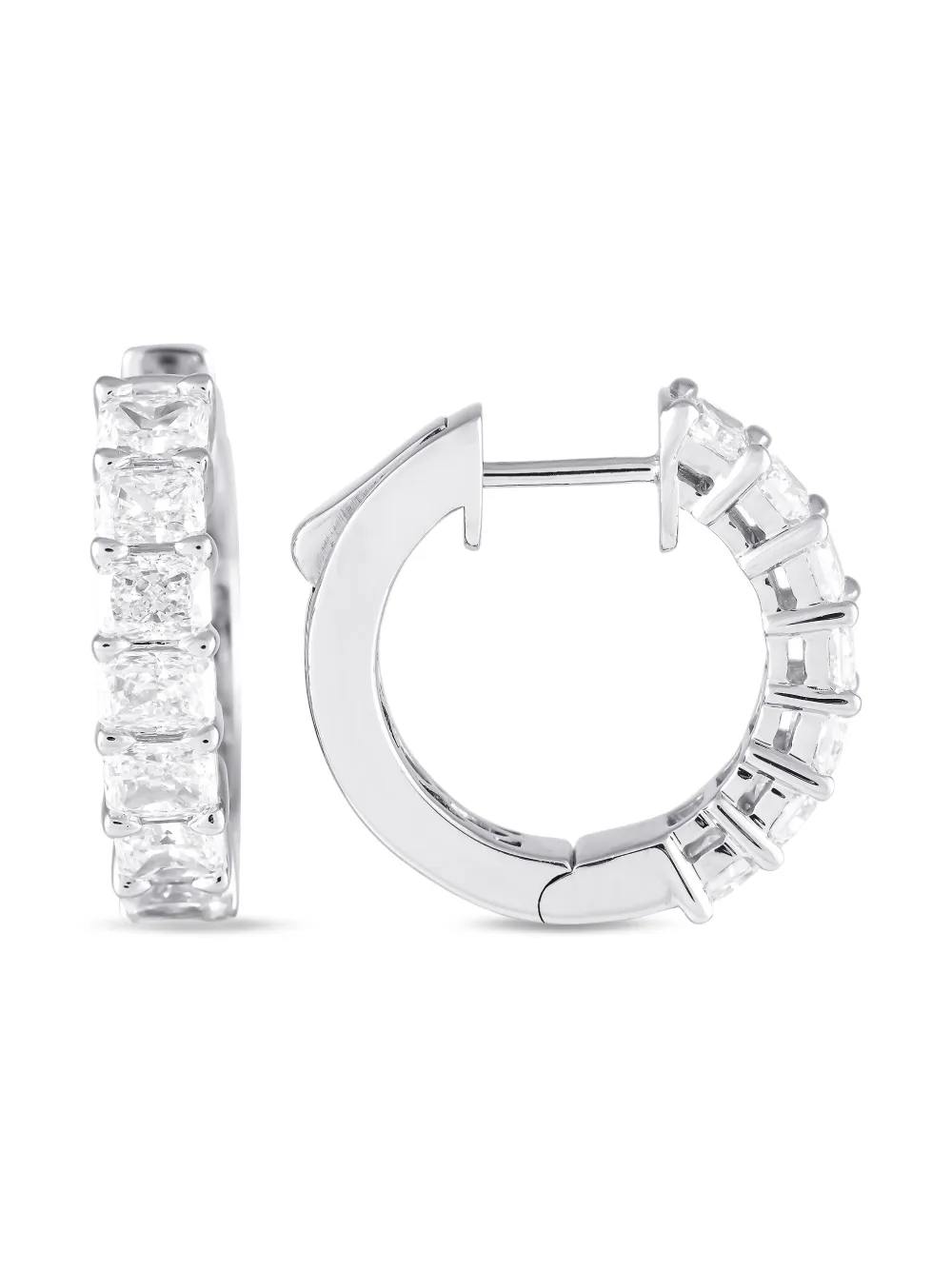 LB Exclusive 14kt white gold diamond huggie hoop earrings | Image 2