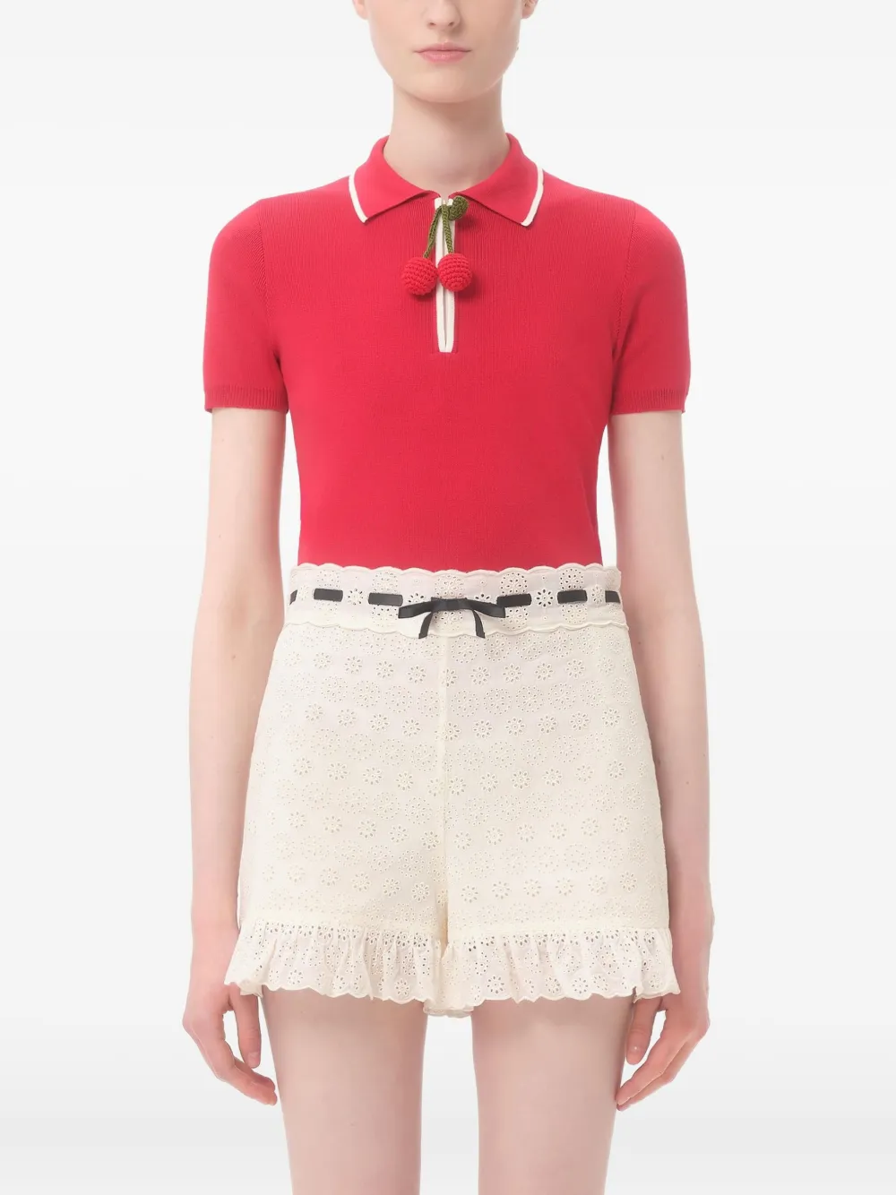 Valentino Garavani Polotop met Cherry-bedel Rood