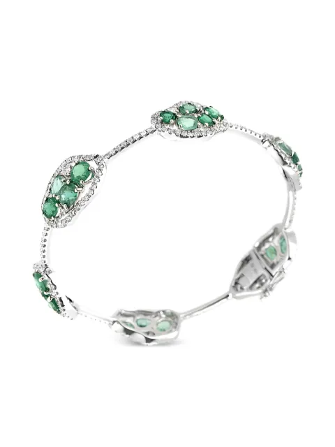 LB Exclusive 18K white gold diamond and emerald bangle