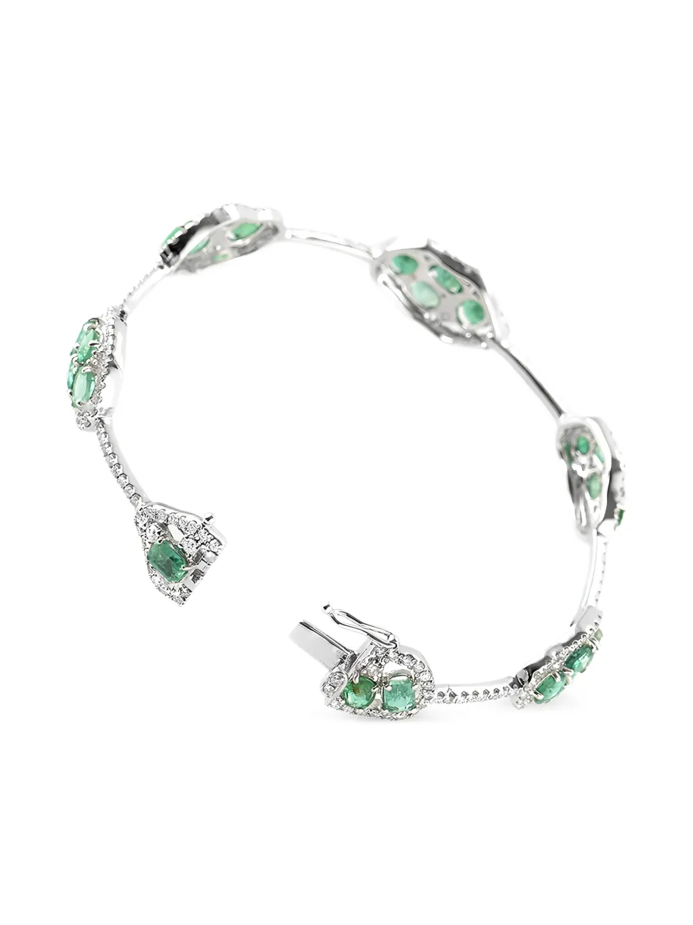 LB Exclusive 18K white gold diamond and emerald bangle | Image 2