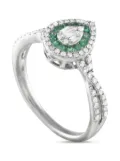 LB Exclusive 14K white gold diamond and emerald ring - Silver
