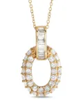LB Exclusive 14K yellow gold oval-pendant diamond necklace