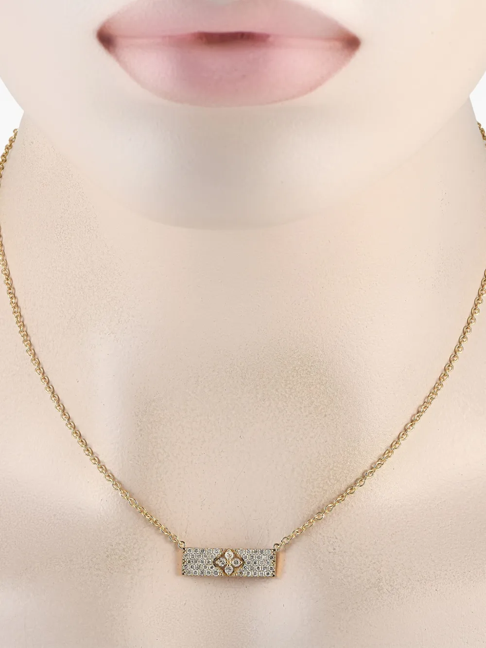 LB Exclusive 14kt yellow gold rectangle diamond necklace | Pre-Owned | Image 2