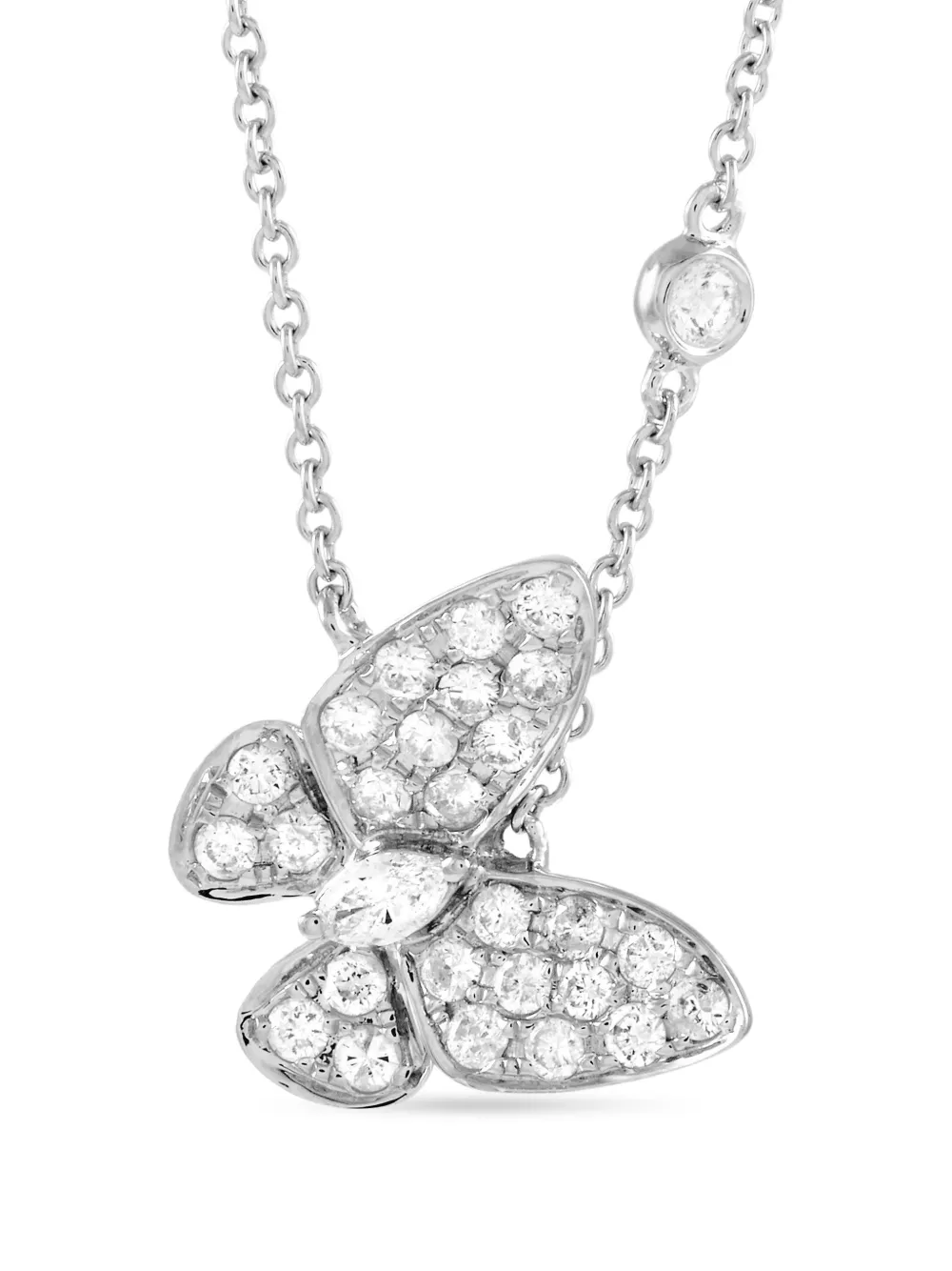 LB Exclusive 18kt white gold Butterfly diamond necklace | Silver | Image 1