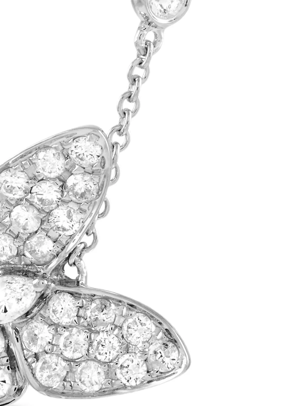 Pre-owned Lb Exclusive 18kt White Gold Butterfly Diamond Necklace In Silver