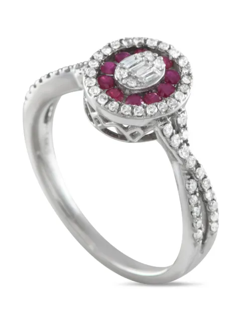 LB Exclusive 14K white gold diamond and ruby ring