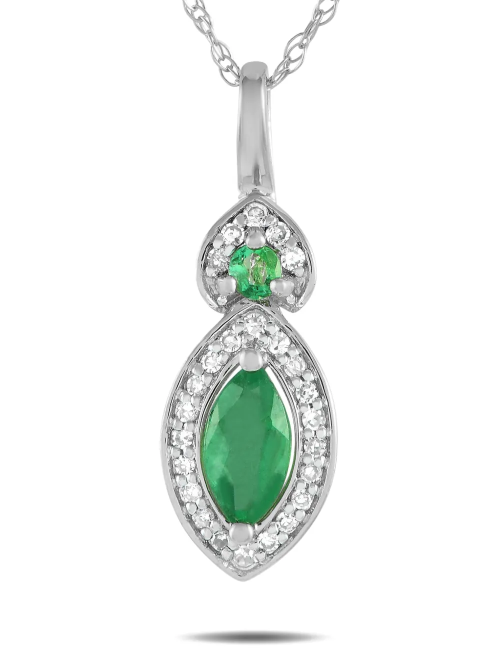 LB Exclusive 14kt white gold emerald pendant necklace - シルバートーン LB Exclusive 14kt white gold emerald pendant necklace - シルバートーン