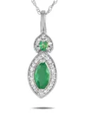 LB Exclusive 14kt white gold emerald pendant necklace - Silver
