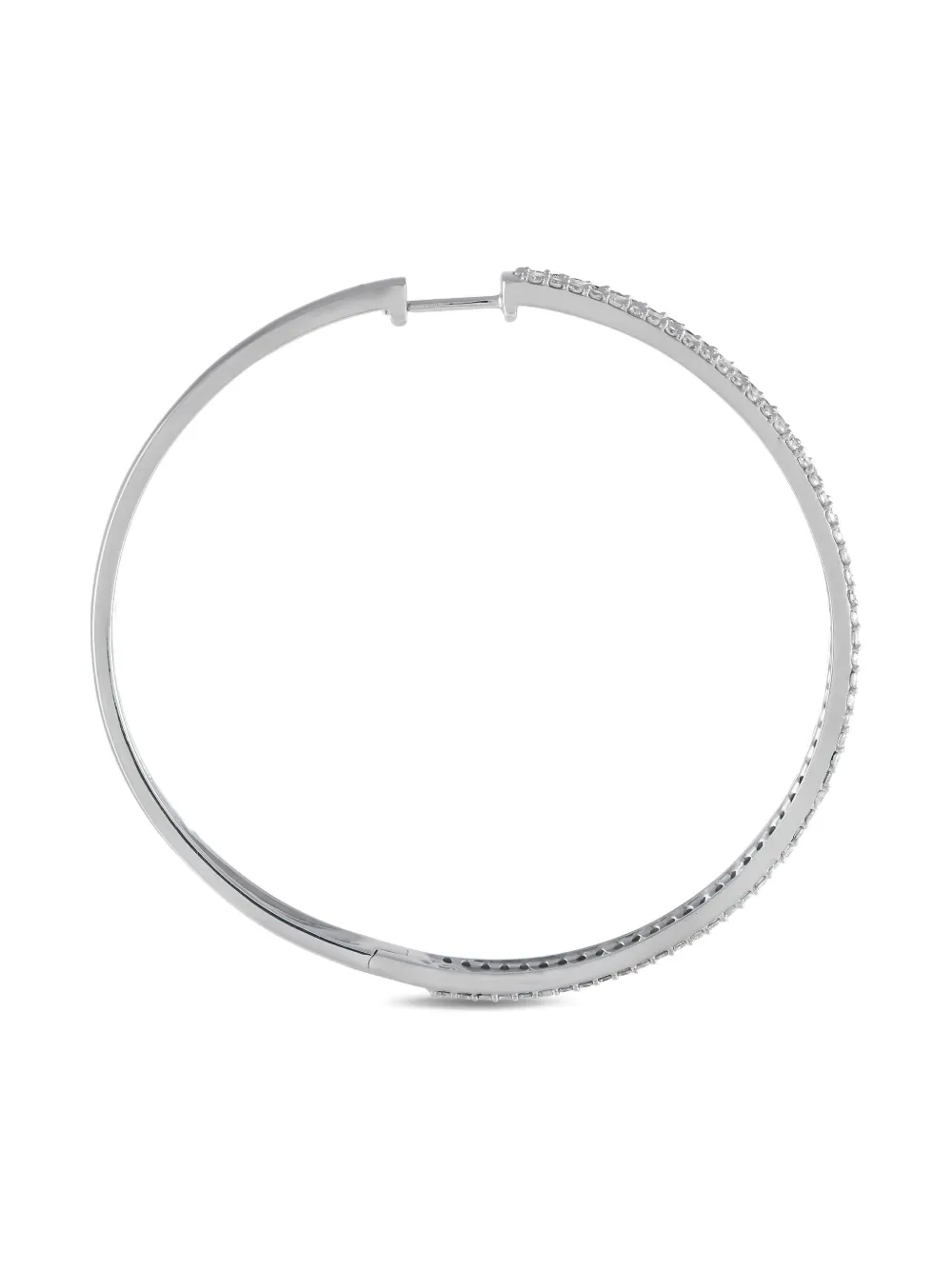 LB Exclusive 14K white gold Tapered diamond hoop earrings - シルバートーン LB Exclusive 14K white gold Tapered diamond hoop earrings - シルバートーン