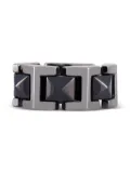 Versace Pre-Owned 18K white gold and ceramic logo-engraved ring - Silver
