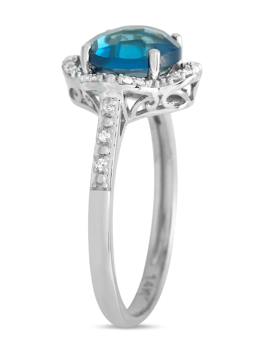 LB Exclusive 14K white gold Quatrefoil diamond and topaz ring | Image 2