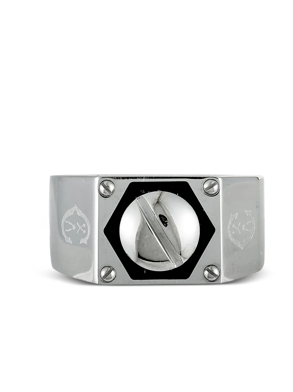 Charriol logo-engraved ring - グレー Charriol logo-engraved ring - グレー
