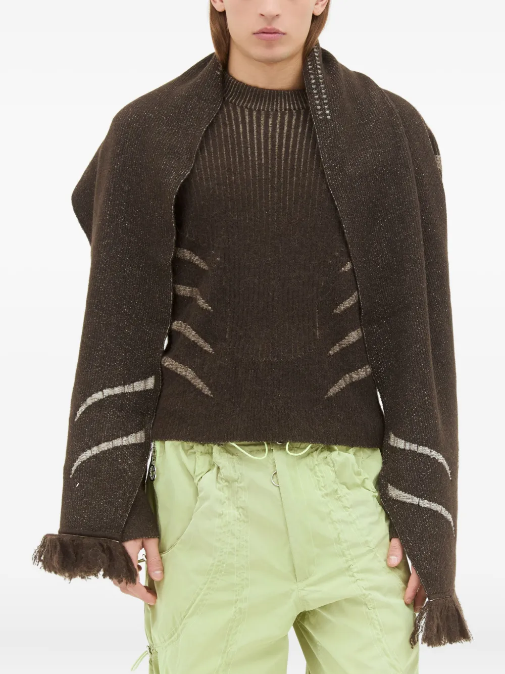 Charlie Constantinou Plated Pullover Hooded Sweater In Brown