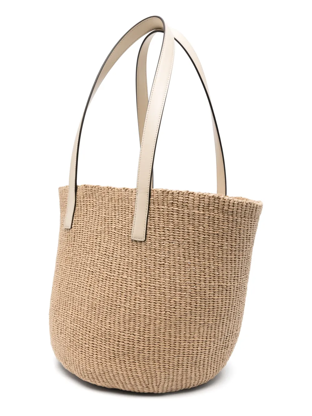 Chloé Large Horse Medal Basket Tote Bag In Paper And Leather In Neutrals