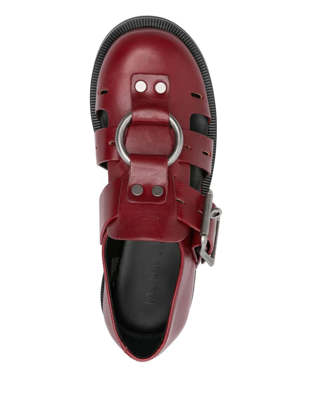 Martine Rose Bondage Belt leather sandals Red
